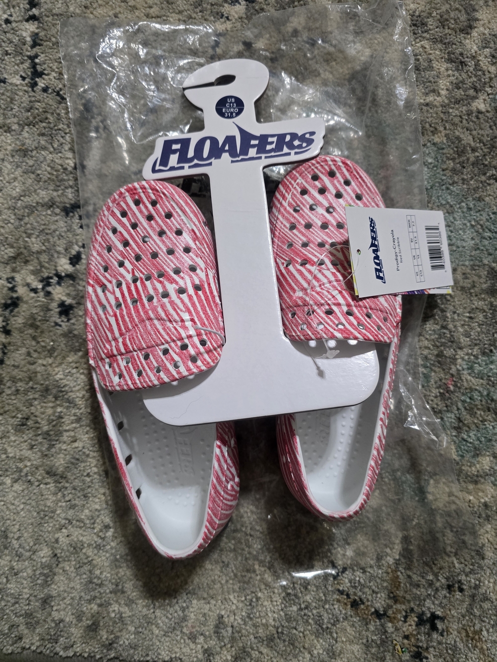 Kids 13C Floafers NWT Crayola-Red Scribble